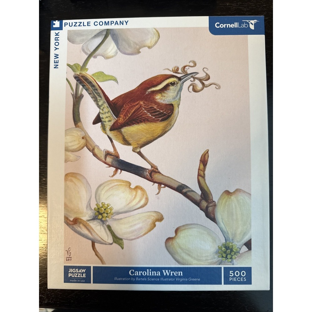 New York Puzzle Co Carolina Wren 500 Piece Jigsaw Factory Sealed Cornell Lab Art